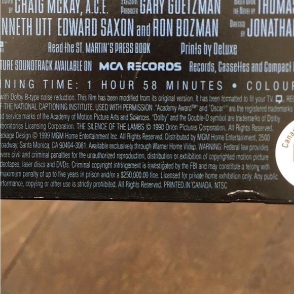 1990 The silence of the Lambs VHS - Picture 3 of 3